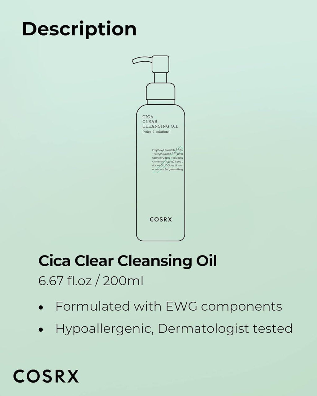 [Cosrx] Pure Fit Cica Clear Cleansing Oil 200ml - Olive K - Beauty
